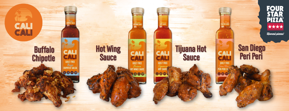 NOW with Cali Cali sauces. Prepare to become a wingman. – Four Star Pizza